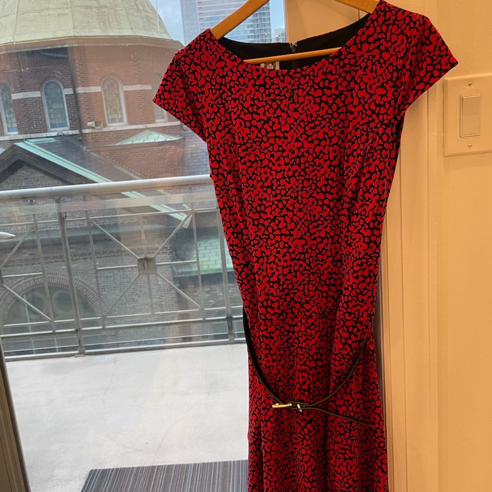 Anne Klein Red Animal Print Dress